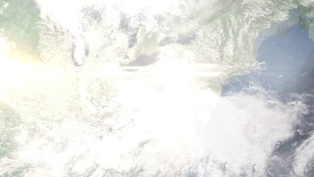 Zoom in from space and focus on McKeesport, Pennsylvania, USA. 3D Animation. Background for travel intro. Elements of this image furnished by NASA
