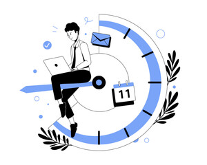 Illustration of time management and schedule in line style