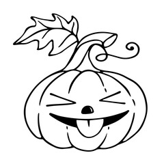 Linear sketch coloring of funny Halloween pumpkin characters.Vector graphics.