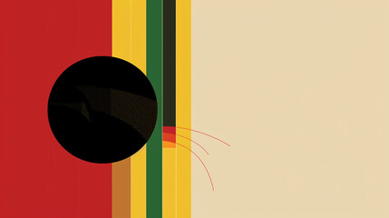 Modern Retro Juneteenth and Kwanzaa Inspired Art Background - Red, Black, Green, Yellow - Mid Century Aesthetic - Generative AI