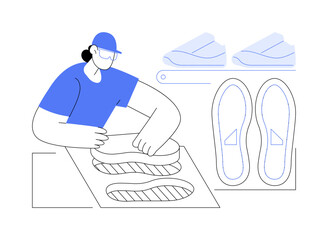 Sneakers sole making abstract concept vector illustration.