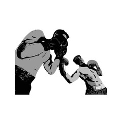 boxing sport sketch and boxing movement training with transparent background