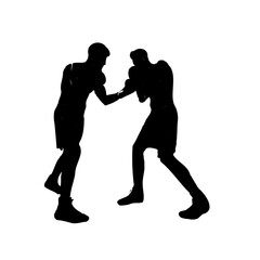 boxing sport sketch and boxing movement training with transparent background