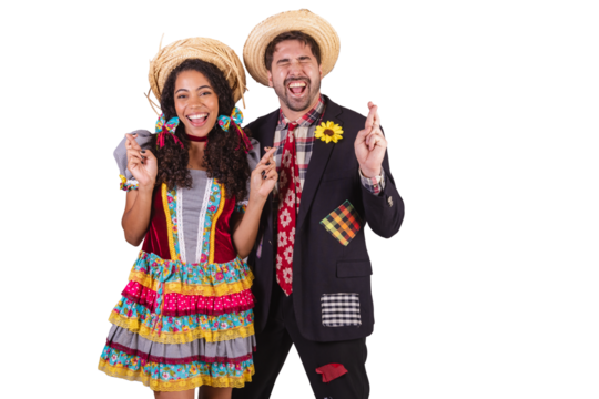 couple, brazilian, wearing clothes from festa junina, fraternization in the name of São João, Arraial. incredible, cheering, celebrating.
