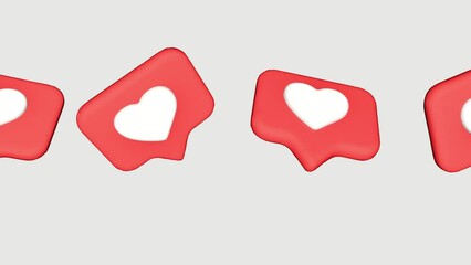 4K social media red heart counter, shows likes over time on a white background with alpha matte. Likes on Instagram. Hearts on red. Social media reaction. Ukraine, Dnipro, May 31, 2023 - Powered by Adobe