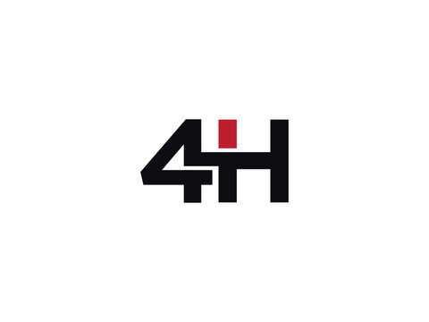 4H Letter Logo Designs, Alphabet 4h Number Logo Monogram