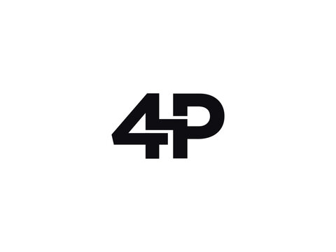 4P Letter Logo Designs, Alphabet 4p Number Logo Monogram