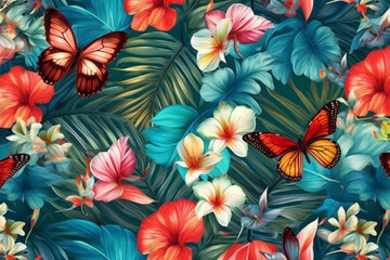 flowers and butterflies generative ai