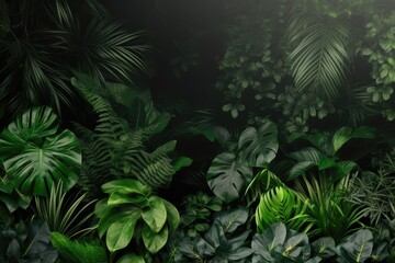 Fototapeta na wymiar Background of tropical green leaves. Banner layout for a text field. the concept of recreation and travel. Background with tropical green leaves of monstera.. generative ai