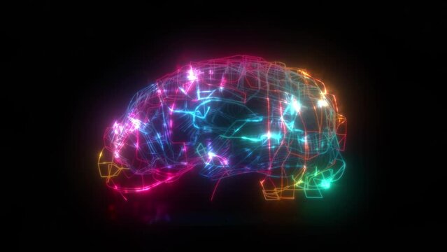 Digital Brain animation, AI artificial intelligence. Neural network. Big data deep learning modern technologies, Big data flow analysis, Neurosurgery Brain scan technology, Thinking process.