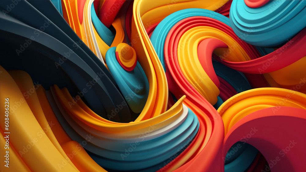 Poster 3d rendering of colorful abstract background with curved lines in the middle generative ai