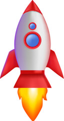 3D Isolated Rocket Vector Illustration, Rocket ship Flying png