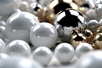 Acrylic glass spheres on white room background
