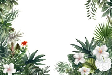 Background of tropical green leaves. Banner layout for a text field. the concept of recreation and travel. Background with tropical green leaves of monstera.. generative ai