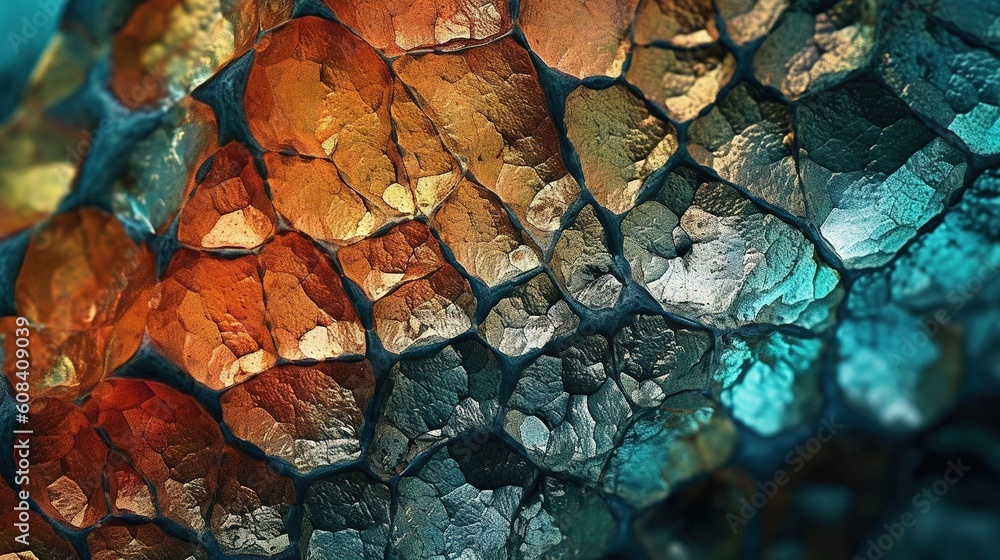 Poster a close up view of a colorful wallpaper with many colors. generative ai