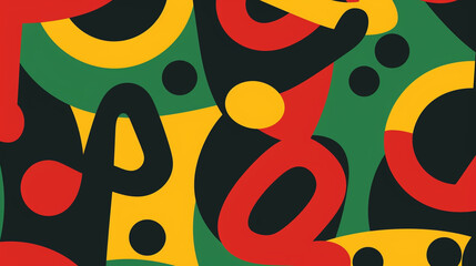 Abstract Shapes Background Art - Red, Yellow, Green, and Black - Juneteenth and Kwanzaa Inspired - Generative AI