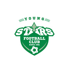 Young stars football club logo design vector template 