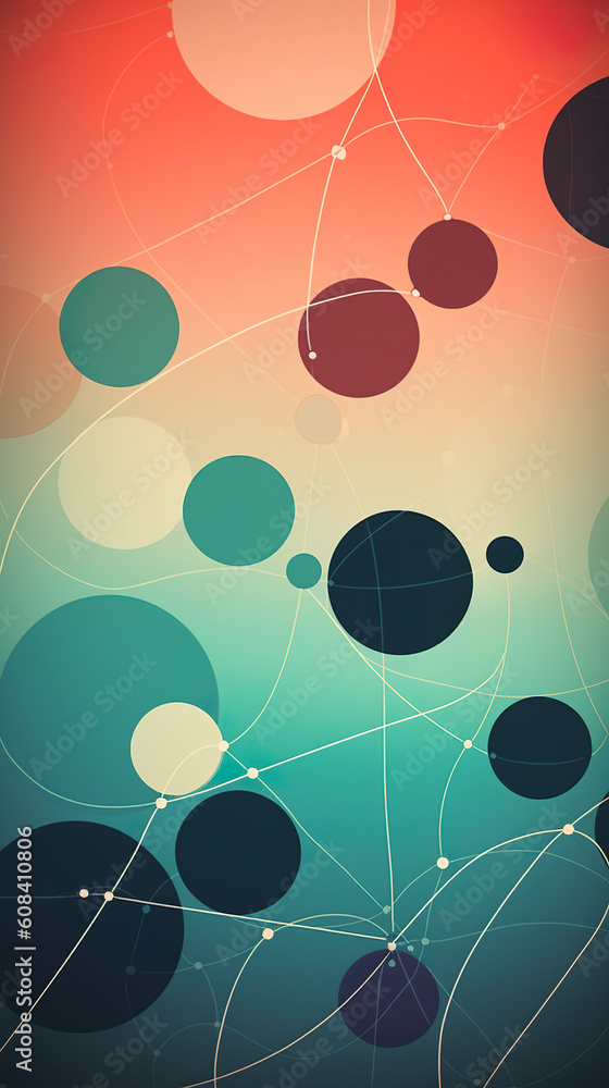Poster a picture of a bunch of circles and dots. generative ai.