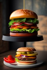 A stack of burgers