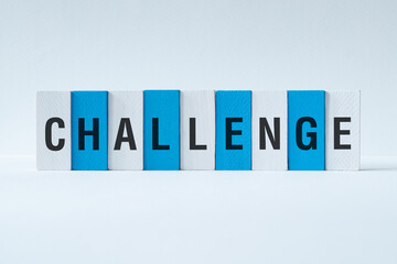 Challenge - word concept on building blocks, text