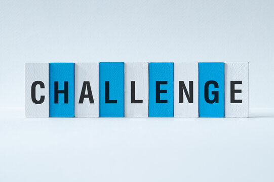 Challenge - word concept on building blocks, text
