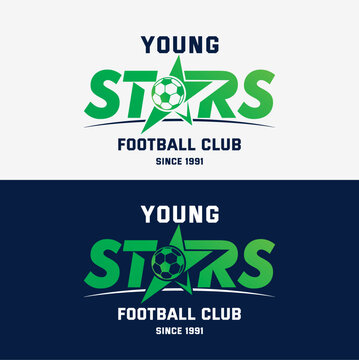 sports logo, Young stars football club logo design vector template 