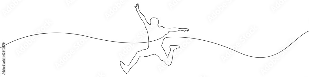 Poster human jump icon line continuous drawing vector. one line the emotion of joy in the jump icon vector 