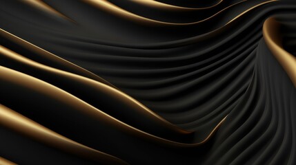 Fototapeta premium Vector black and gold abstract background with waves and lines. Generative AI