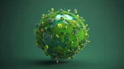 World environment and earth day concept green globe. Generative ai