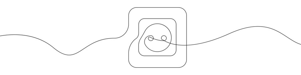Home outlet icon line continuous drawing vector. One line Rosette icon vector background. Home outlet icon. Continuous outline of a Socket outlet icon.