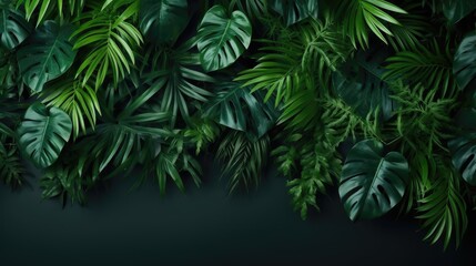 Fototapeta na wymiar Tropical green leaf. Layout of the banner for text field. Isolated on a white background. concept of relaxation and travel. generative ai