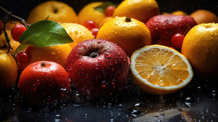 Fototapeta na wymiar Variety of citrus fruits including lemons, lines, grapefruits and oranges