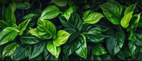 Background of tropical green leaves. Banner layout for a text field. the concept of recreation and travel. Background with tropical green leaves. generative ai