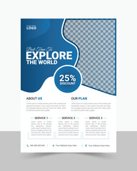 Obraz premium Travel Agency Flyer, Poster, Leaflet, Design Template, layout.