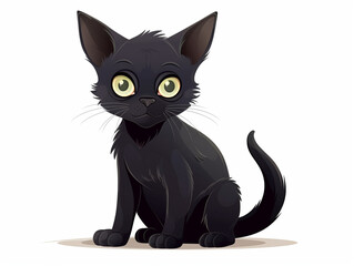 black cat cartoon on a white background
