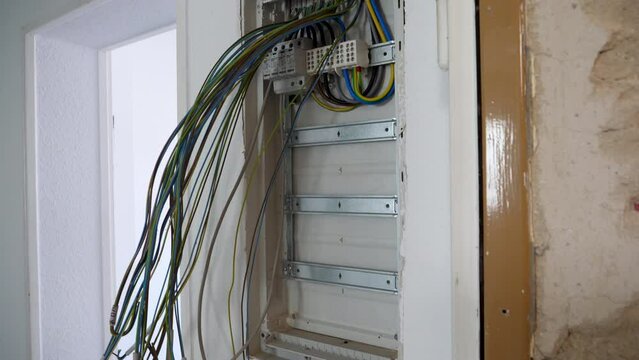 Construction site. Electrical installation and cables