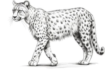 Cute Cheetah drawing on white background - generative AI