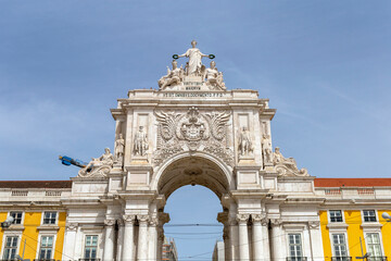 Fototapeta na wymiar Praca do Comercio (Commerce square) and Rua Augusta Arch in Lisbon, Portugal in a summer day