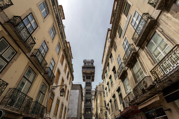 Santa Justa Lift on a summer day in Lisbon