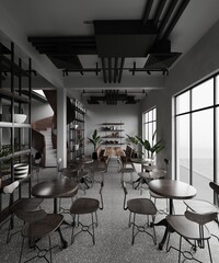 Fototapeta na wymiar Modern coffe shop and restaurant, 3d render