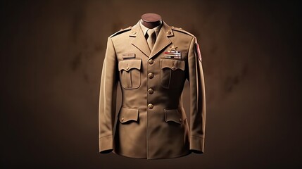 A Mannequin Displaying a Military Uniform Technology. Generative ai