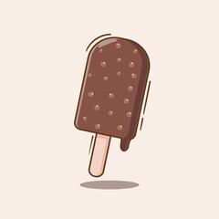 Chocolate ice cream vector illustration cartoon icon with isolated layer that can be used for many purpose, like sticker, banner, flyer, logo, etc.