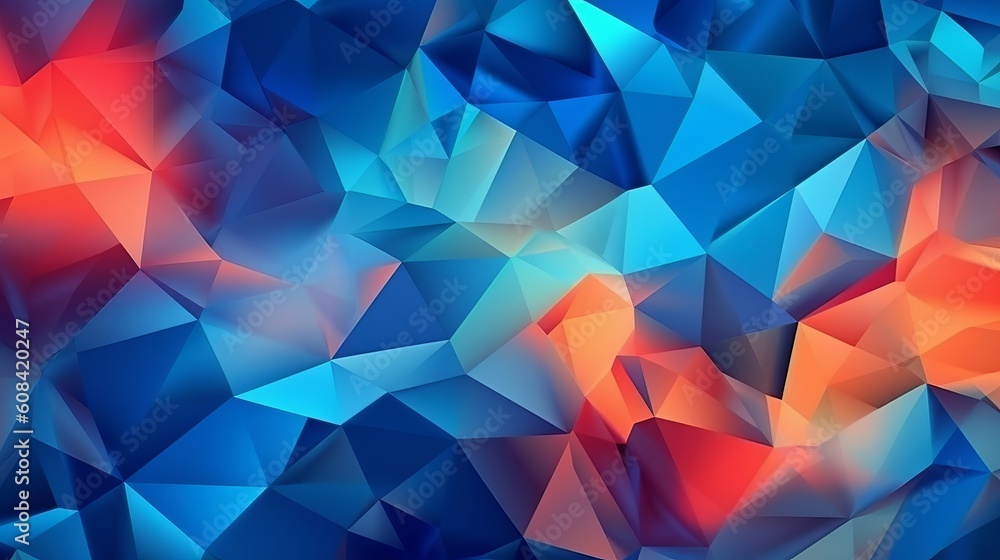Aufkleber an abstract background with blue and red triangles. generative ai