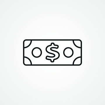 dollar walve bill line icon. cash money line icon.