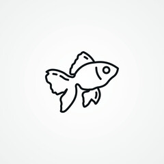 Fish line icon, exotic fish outline icon.