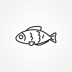 Fish line icon, Fish outline icon.
