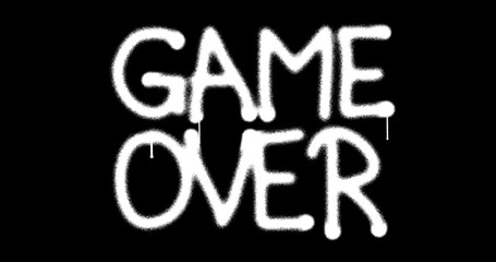 Game over message sign spray painted isolated