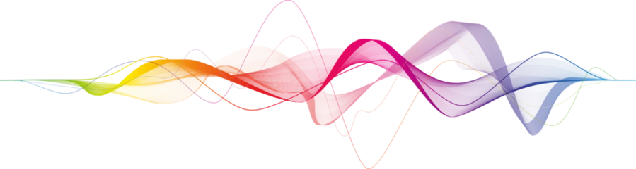 Foto op Canvas Visualization of music, sound. Abstract rainbow wave on transparent background for web design, presentation design, web banners. Design element © LariBat