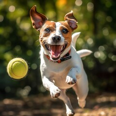 Playful Jack Russell Terrier Frolicking in the Park
