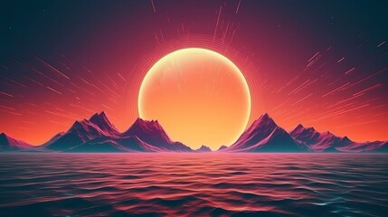 Fototapeta premium A serene sunset over a tranquil body of water. Generative ai